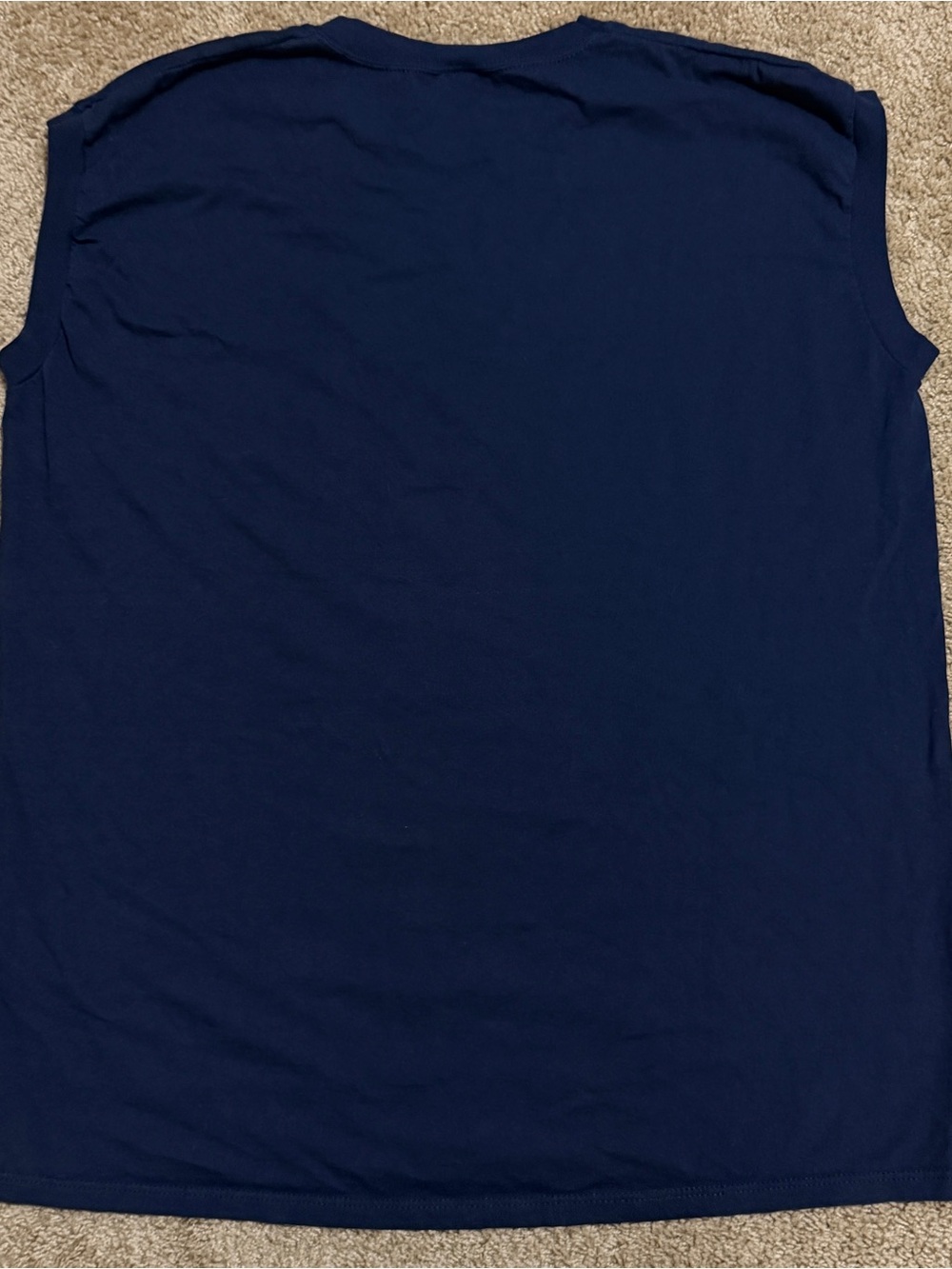 Vintage Jerzees Tank Top Shirt Adult Large Navy Mens Sleeveless Made in USA - Picture 2 of 4